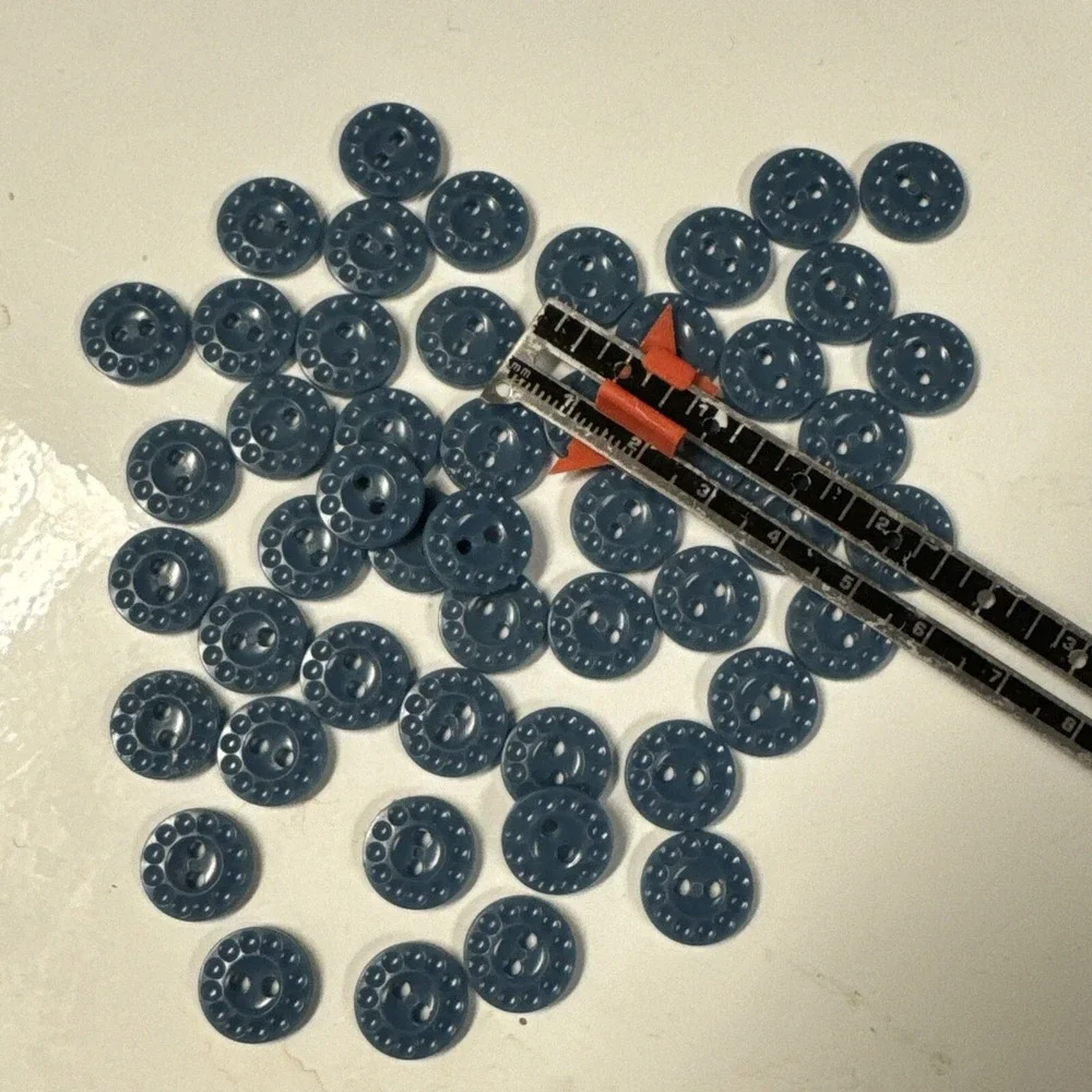 50 Shiny Dusty Blue Plastic Sew-through Buttons Almost 5/8